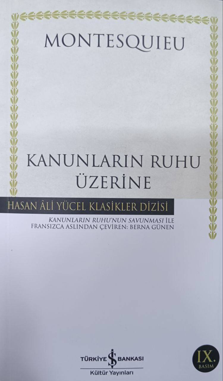 Kanunların Ruhu Üzerine, nəşriyyat TİB
