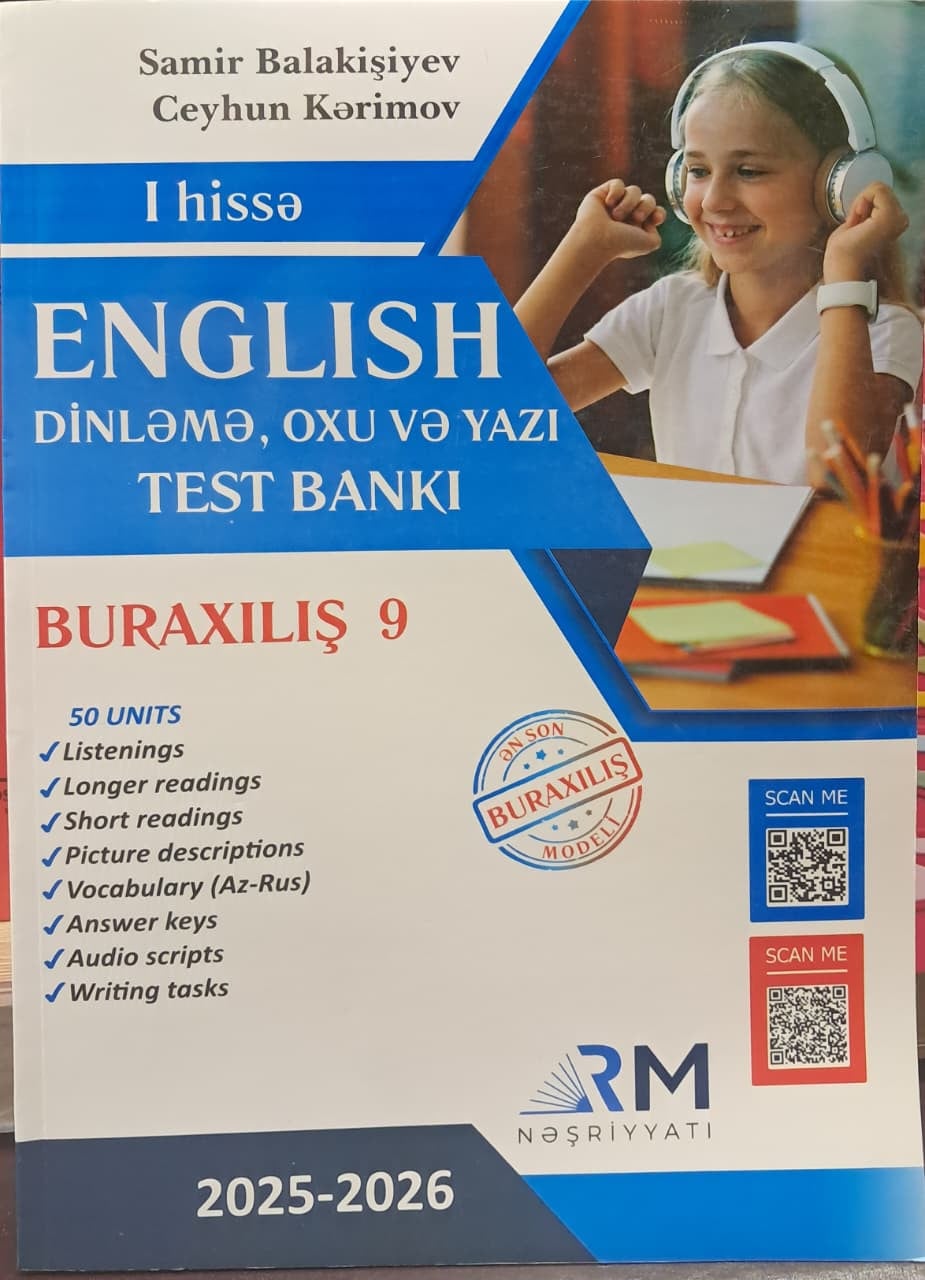 English dinləmə oxu və yazı test bankı 9 buraxılış 1 hissə